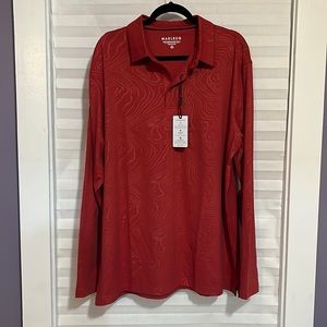 Mens Golf Shirts Long Sleeve Casual Performance Dry Fit Embossed Golf Polo Shirt